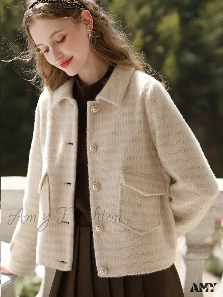 French Small Fragrance Lapel Vintage Quality Warm Leisure Coat - Image 3