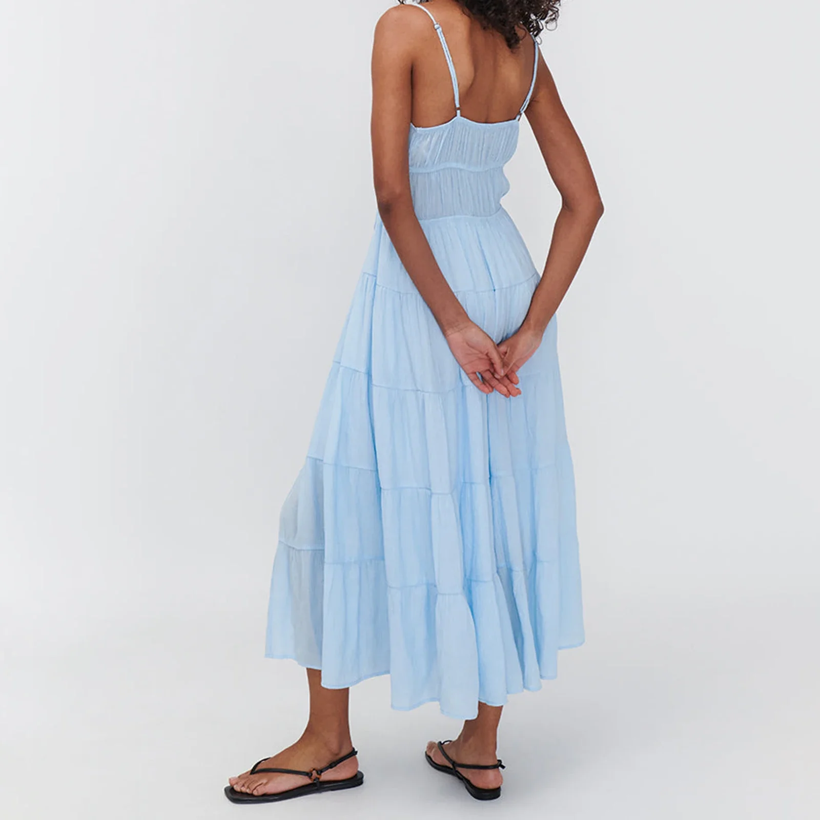 Front Tie Ruffled Slip Cami Vacation Dress - Image 5