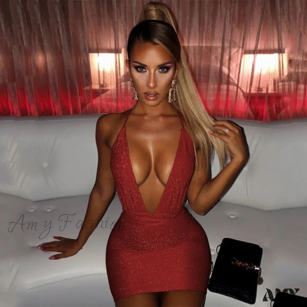 Amy Fashion - Glitter Sequin Strap Mini Dress - Image 4