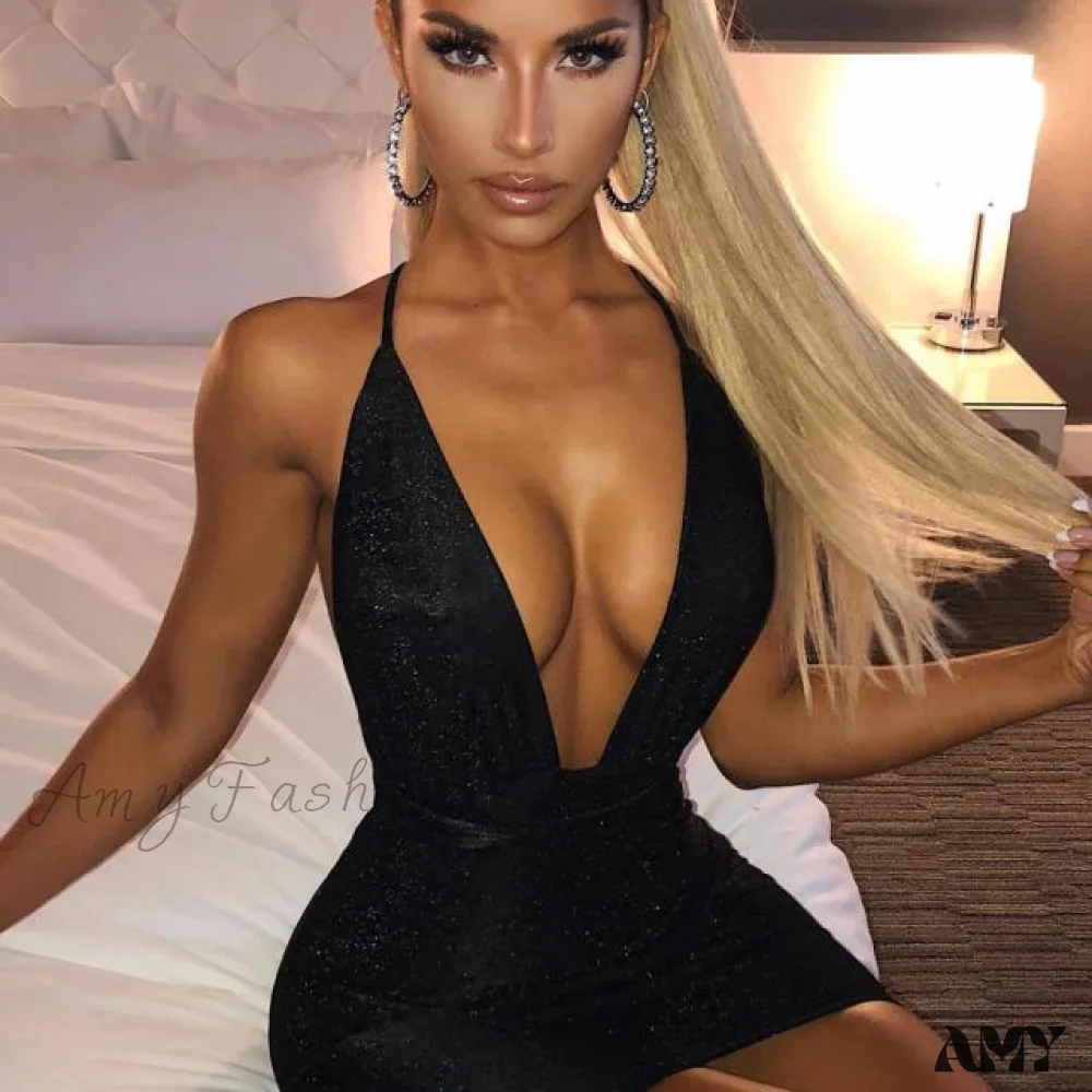 Amy Fashion - Glitter Sequin Strap Mini Dress - Image 6