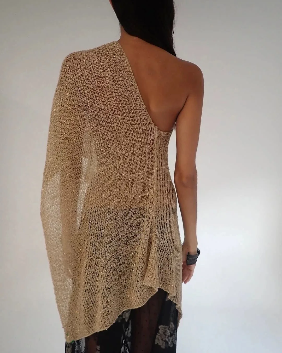 Gold Hollow Halter Knit Top - Image 4