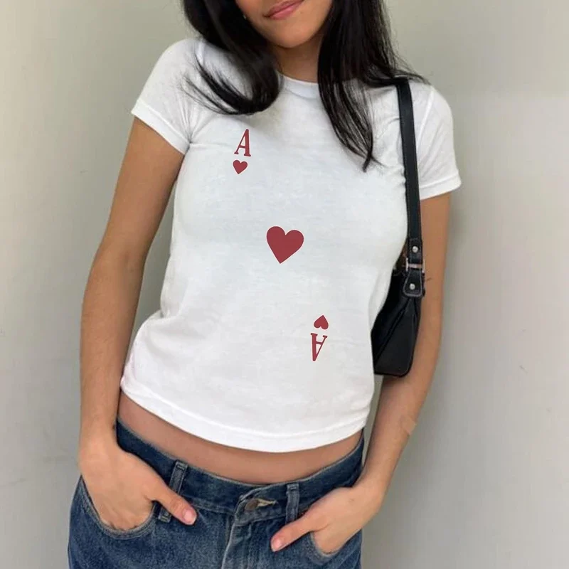 Graphic Crew Neck Crop Aesthetic T-shirt - Image 2
