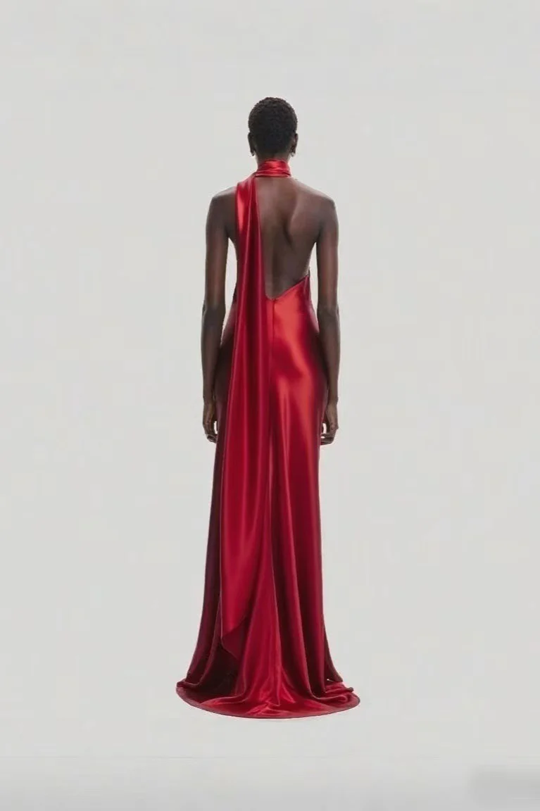 Halter High Waist Ruched Maxi Party Dress - Image 2