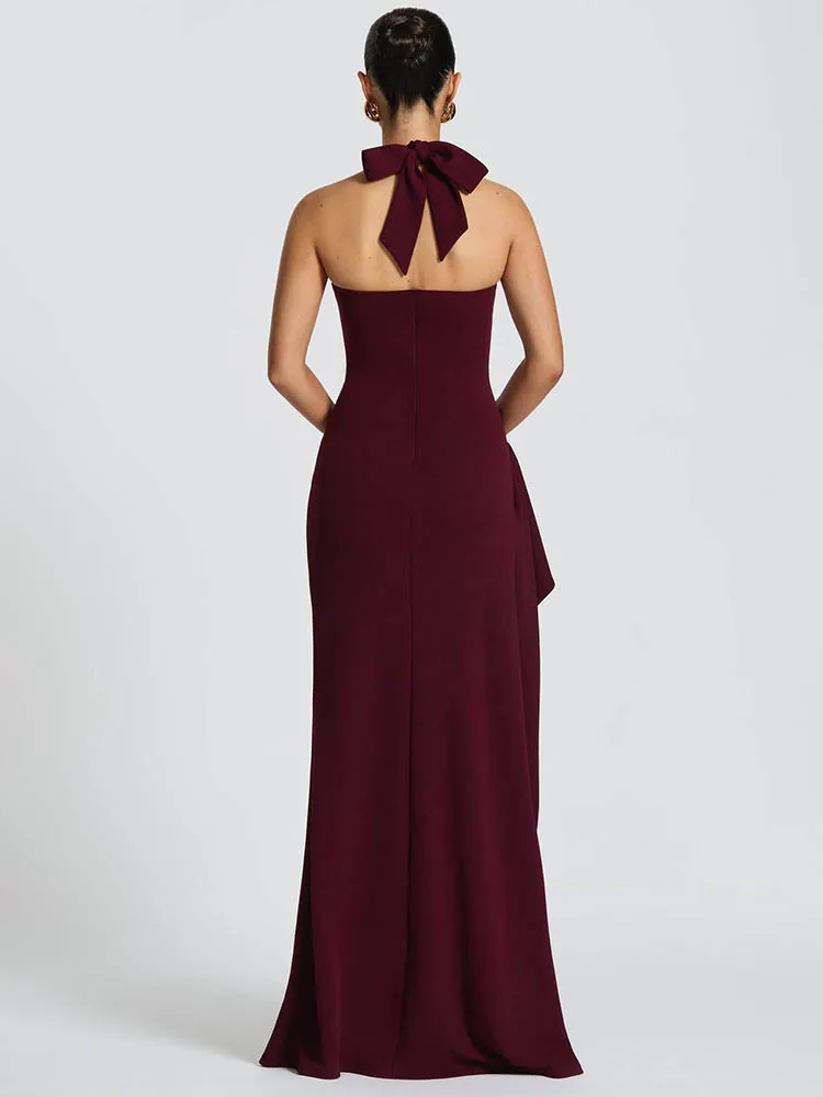 Halter Split Lace Sleeveless Bodycon Dress - Image 4