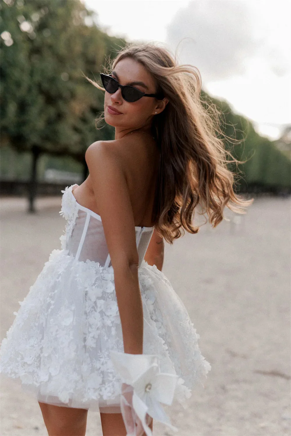 Heart Lace Appliques Mini Vacation Dress - Image 3