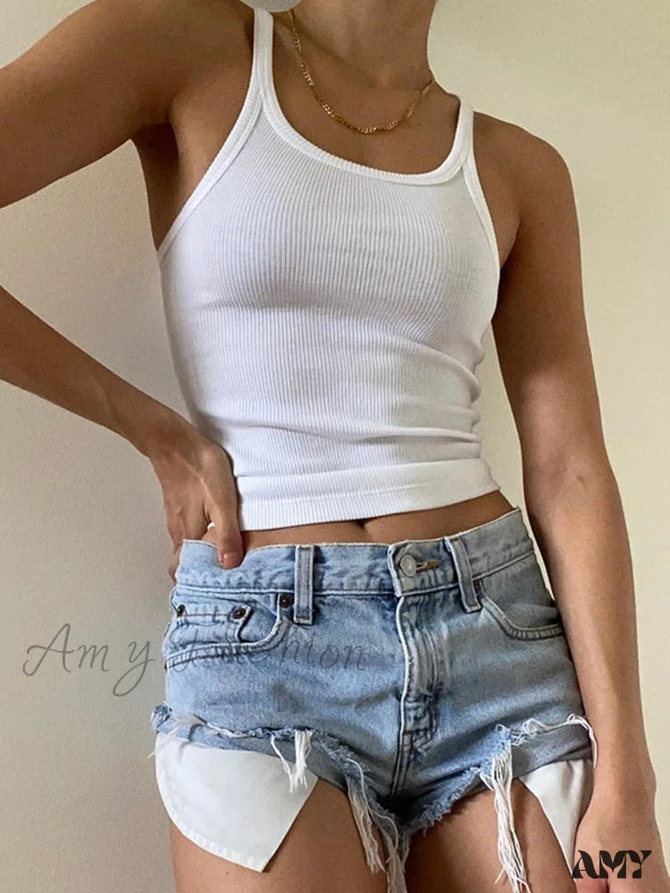 Amy Fashion - Casual White Sleeveless Cotton Cami - Image 3