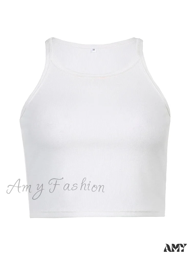 Amy Fashion - Casual White Sleeveless Cotton Cami - Image 5