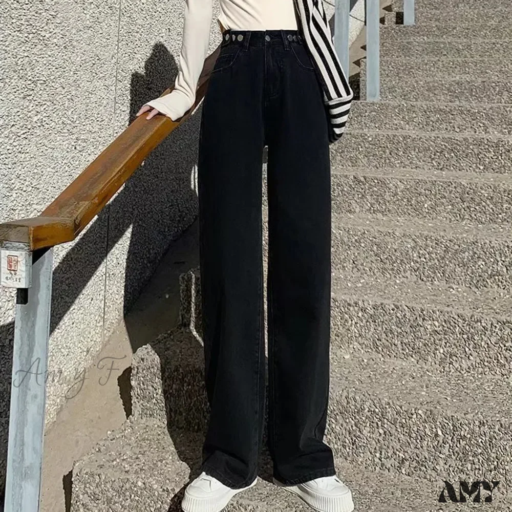 Amy Fashion - High Quality Vintage Blue Wide-Leg Straight Fashion Jean - Image 3