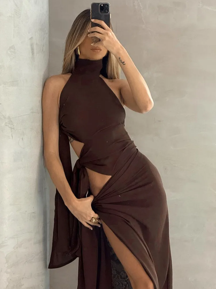 Hollow Off-Shoulder Split Maxi Dress - Image 2