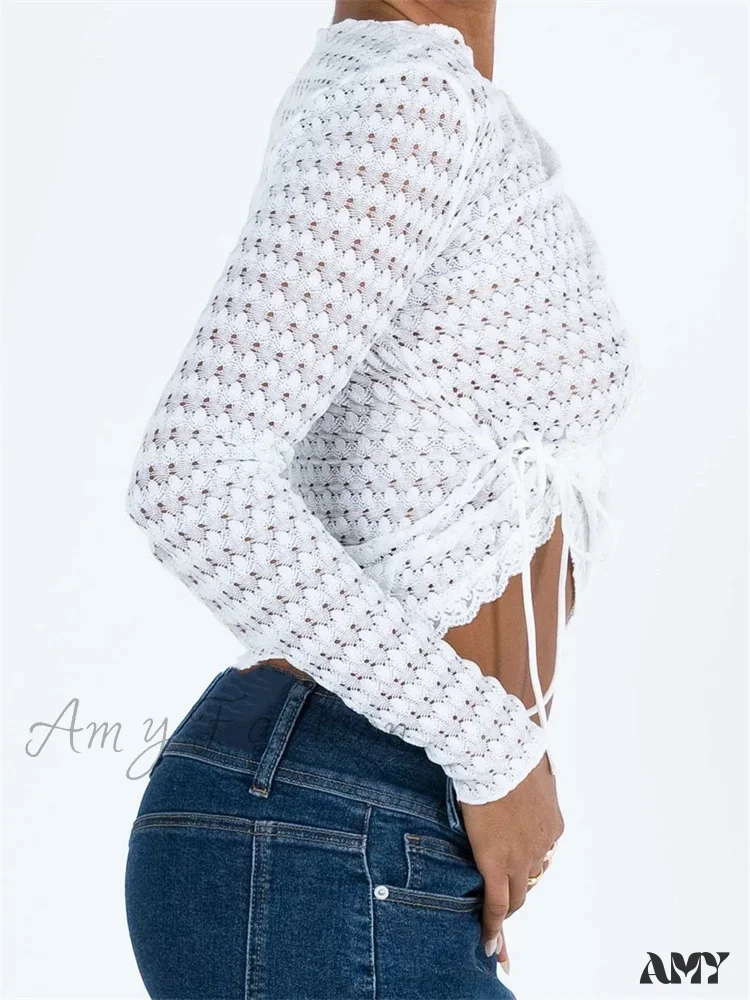 Amy Fashion - Hollow Out Irregular Hem Retro Ruched T-Shirts - Image 6