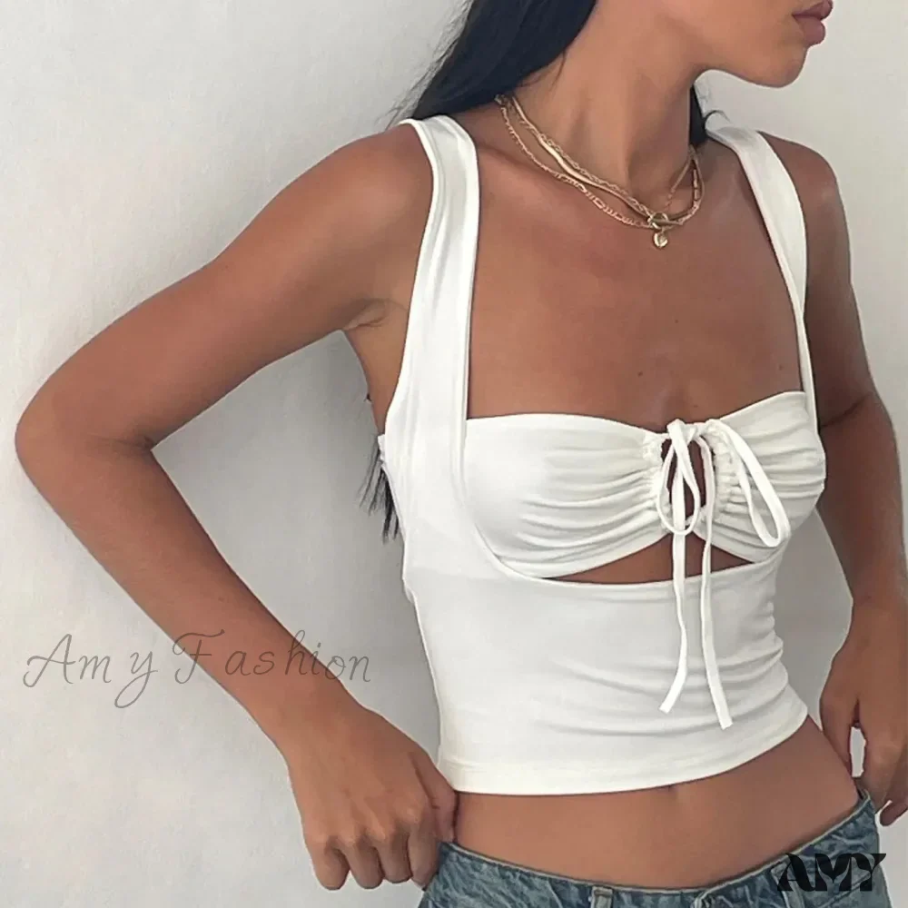 Hollow Out Sexy Basic Sleeveless Backless Slim Bodycon Streetwear Crop Top - Image 3