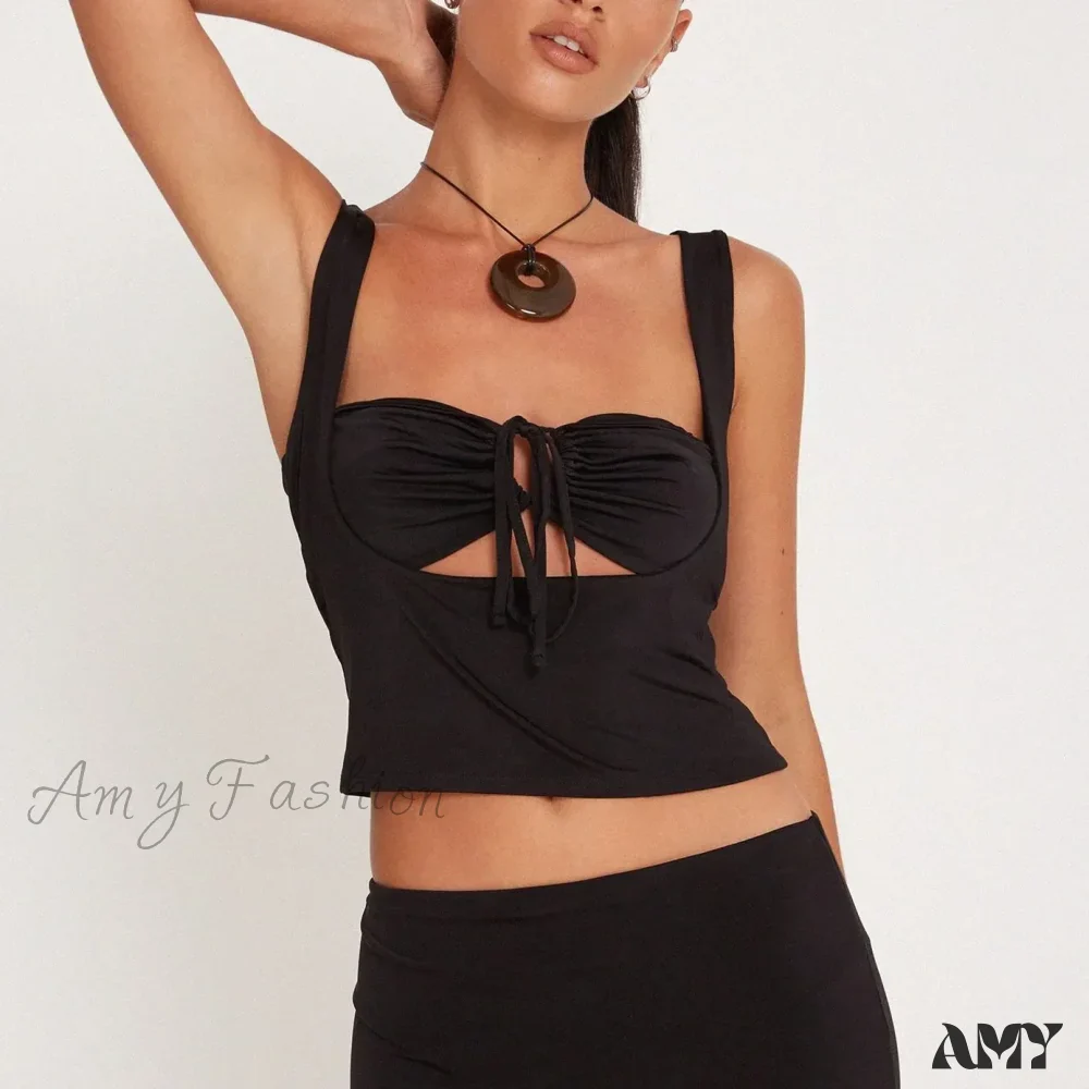 Hollow Out Sexy Basic Sleeveless Backless Slim Bodycon Streetwear Crop Top - Image 5