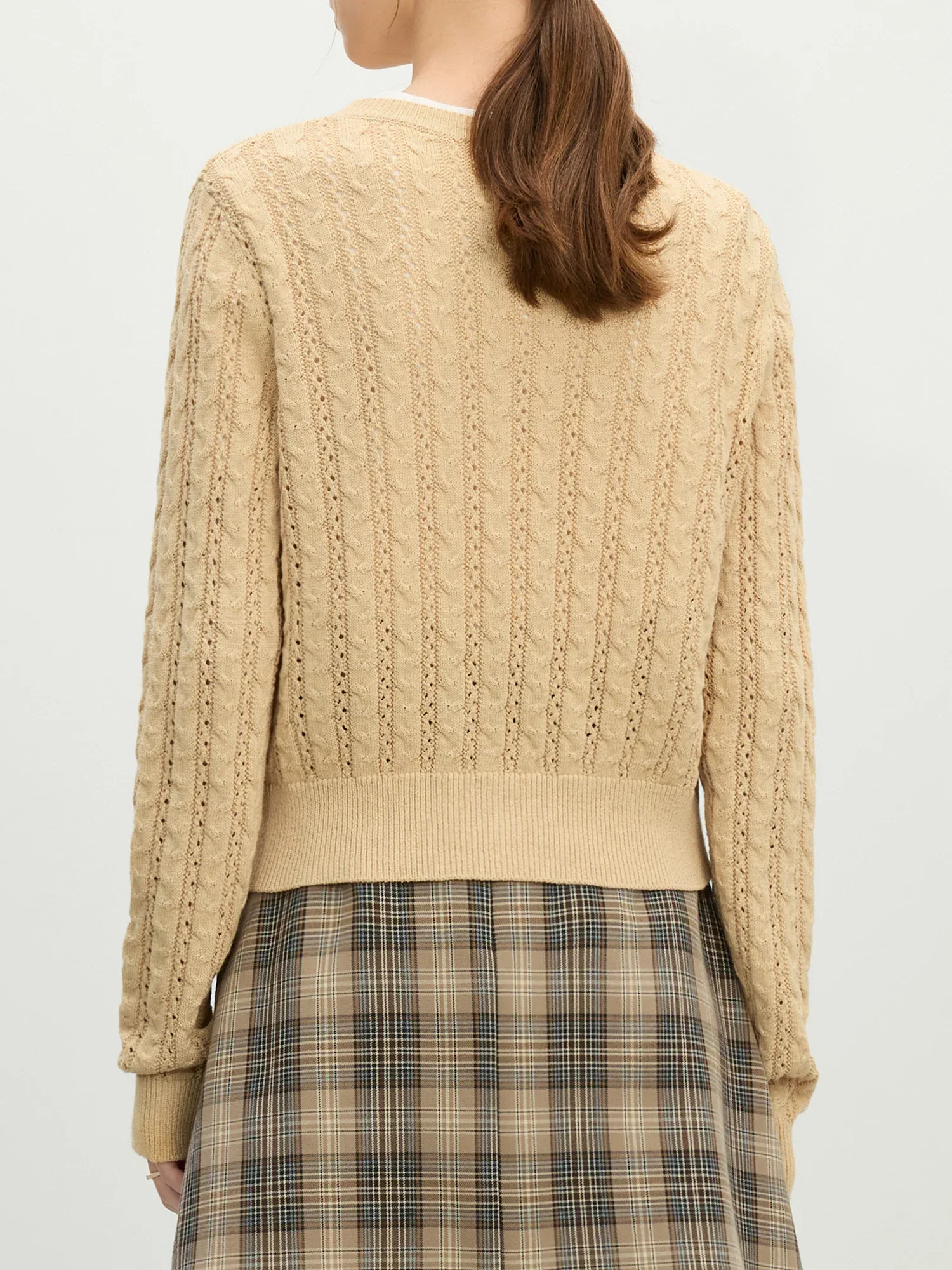 Hollow Round Neck Office Knit Cardigan - Image 5