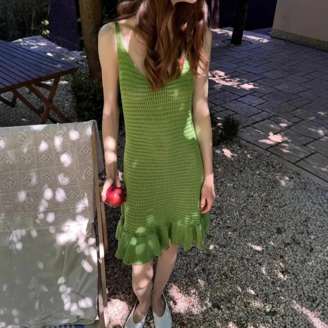 Hollow See Through Knit Mini Dress - Image 8