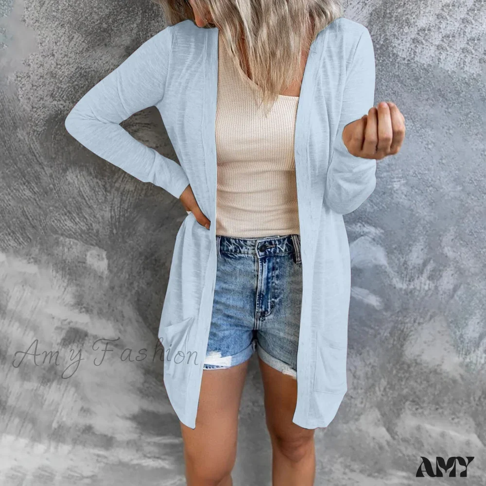 Amy Fashion - Hot Sale Women's Open Front Lightweight Long Cardigan - Image 6