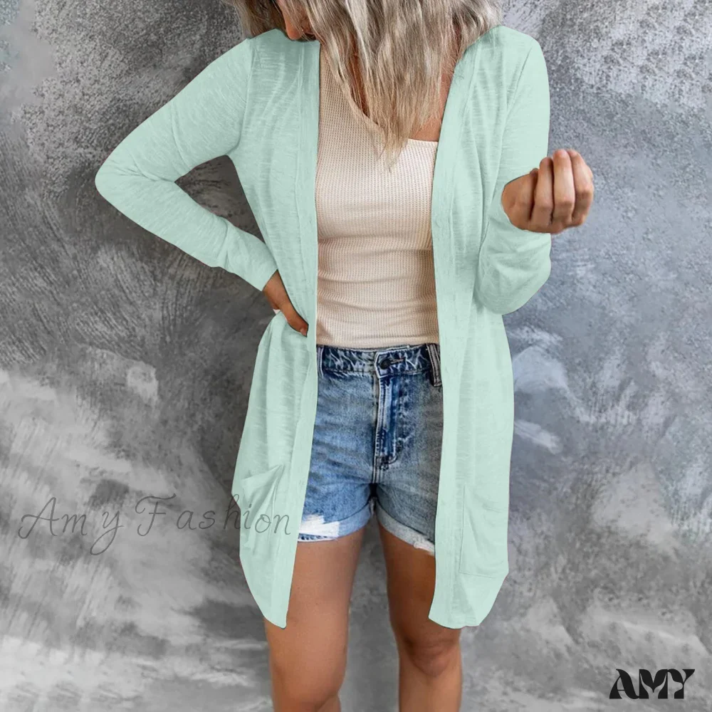 Amy Fashion - Hot Sale Women's Open Front Lightweight Long Cardigan - Image 7
