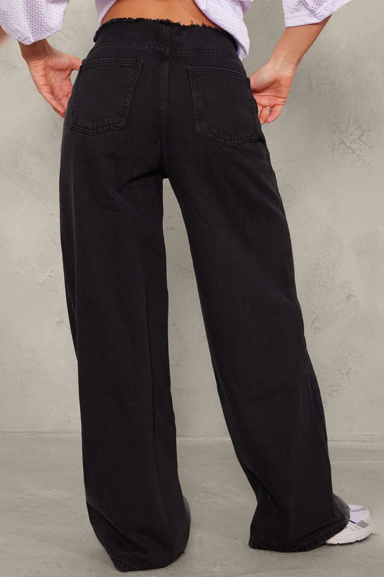 Ink Splatter Contrast Vintage Distressed Wide Leg Jeans - Image 6