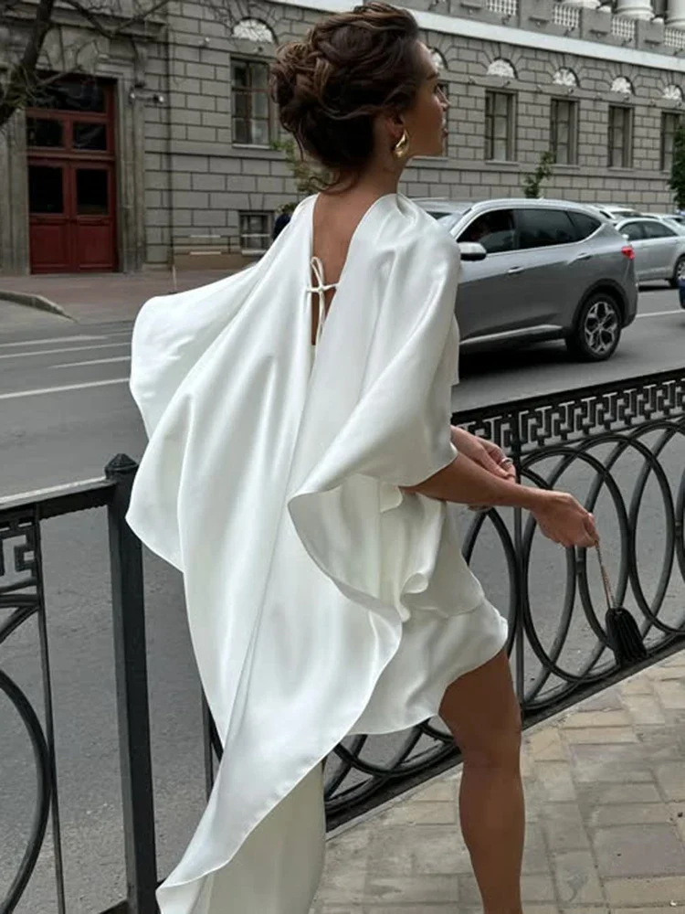 Irregular Ruffled Satin Mini Dress - Image 5