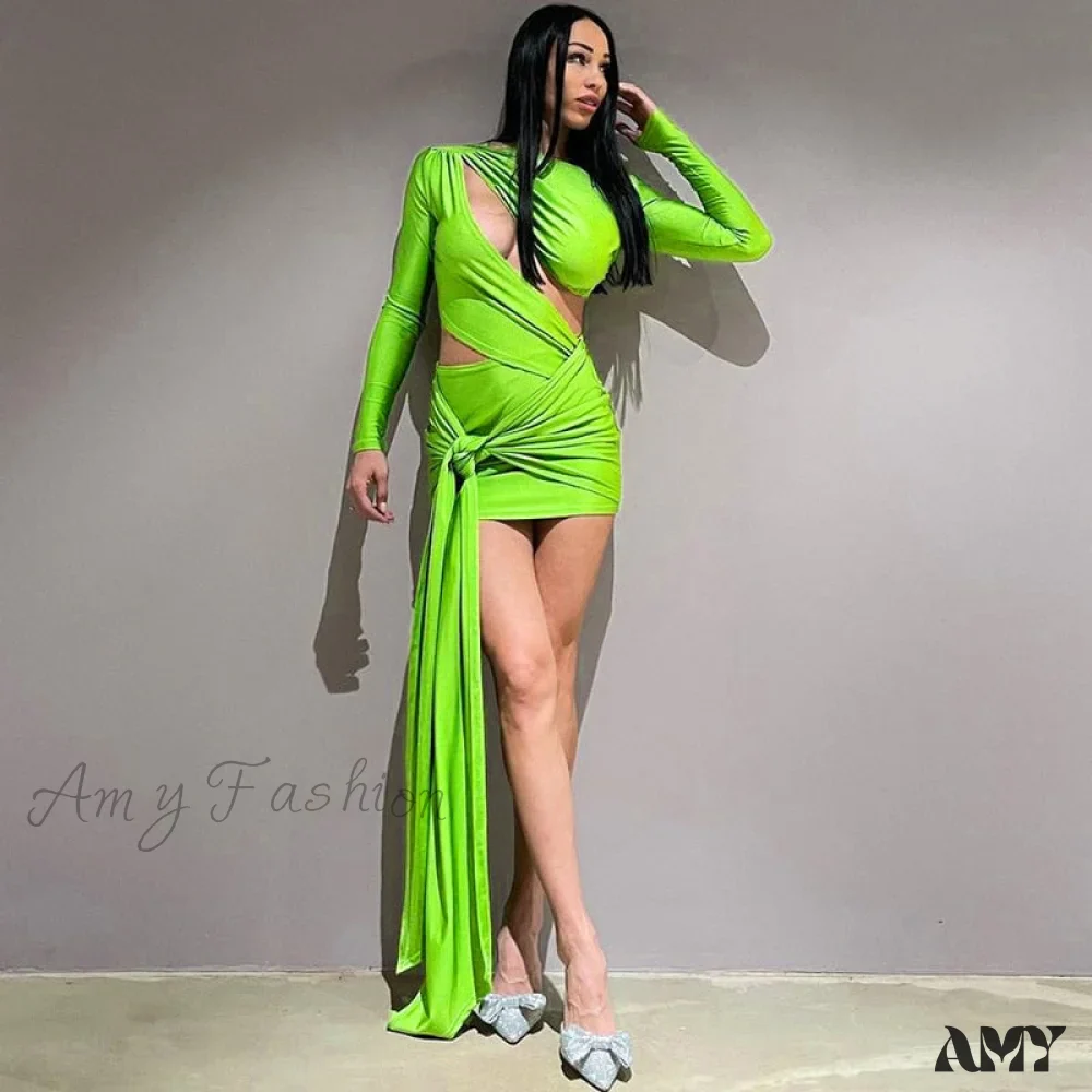 Amy Fashion - Irregular Sexy Cut Out Bodycon Dress - Image 4