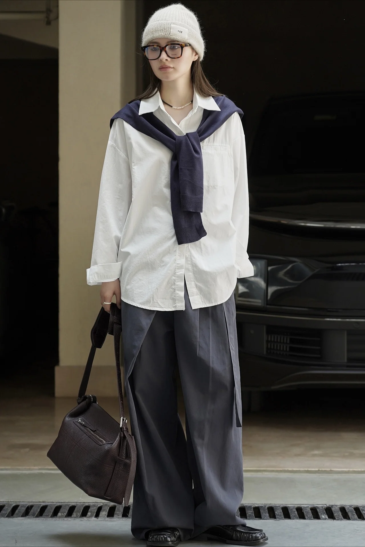Knit Shawl Two-Piece Shirt Blouse - Image 4