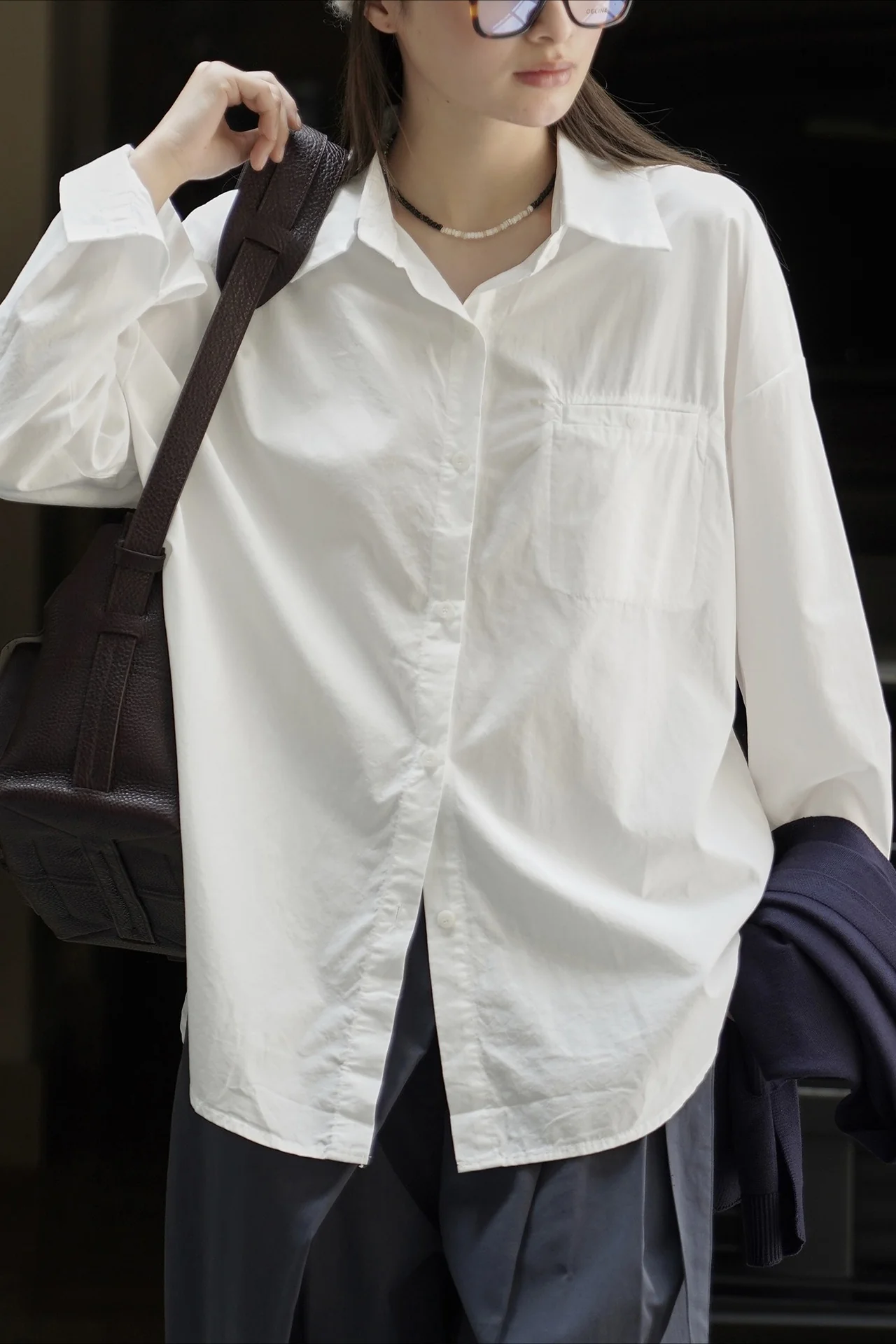 Knit Shawl Two-Piece Shirt Blouse - Image 5