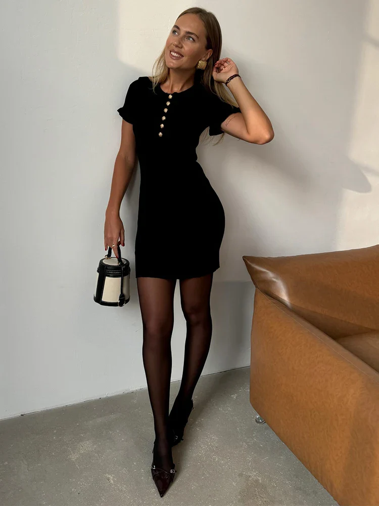 Knitted Ruffle High Waist Mini Dress - Image 8