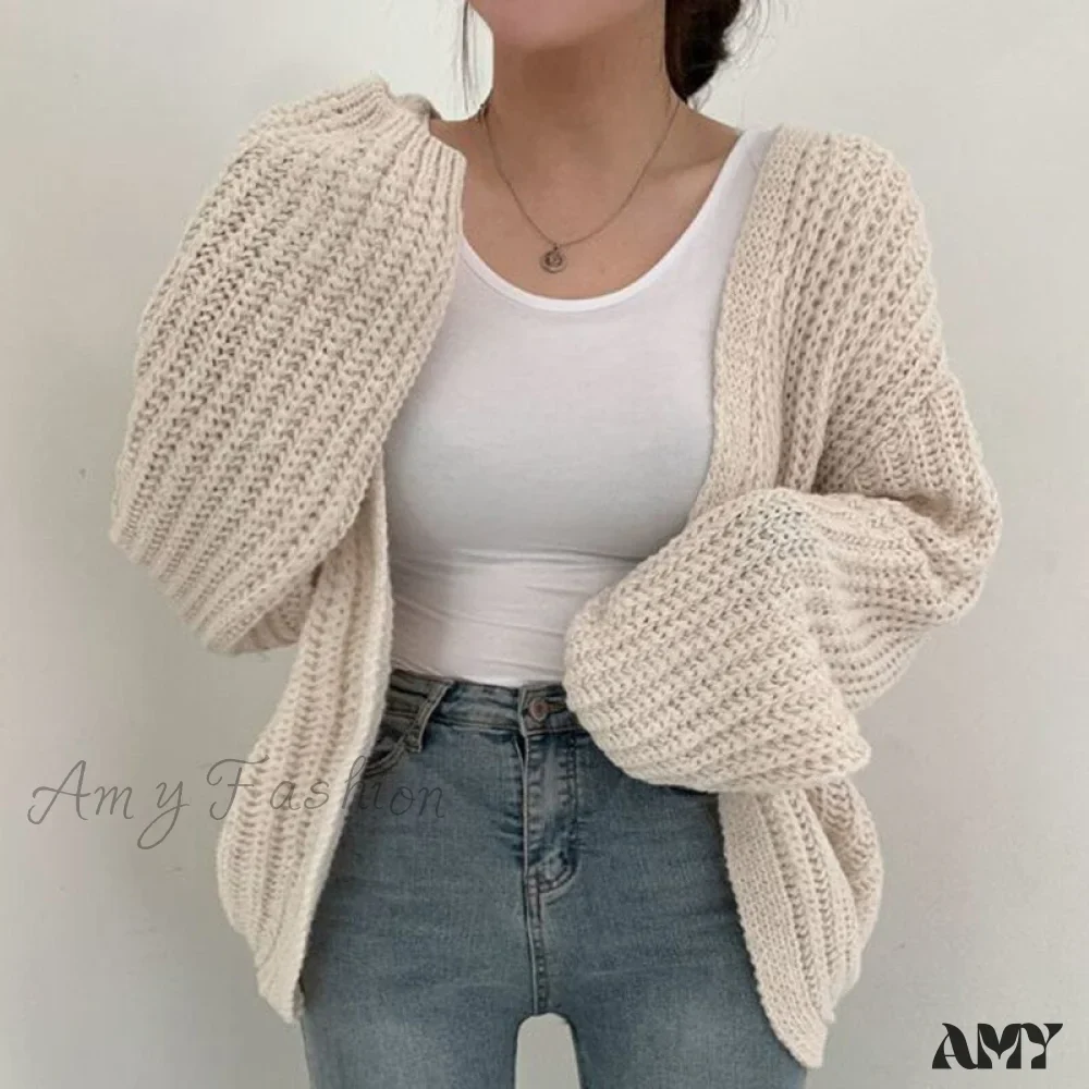 Amy Fashion - Korean Chic Autumn Lazy Style Cardigan - Image 7