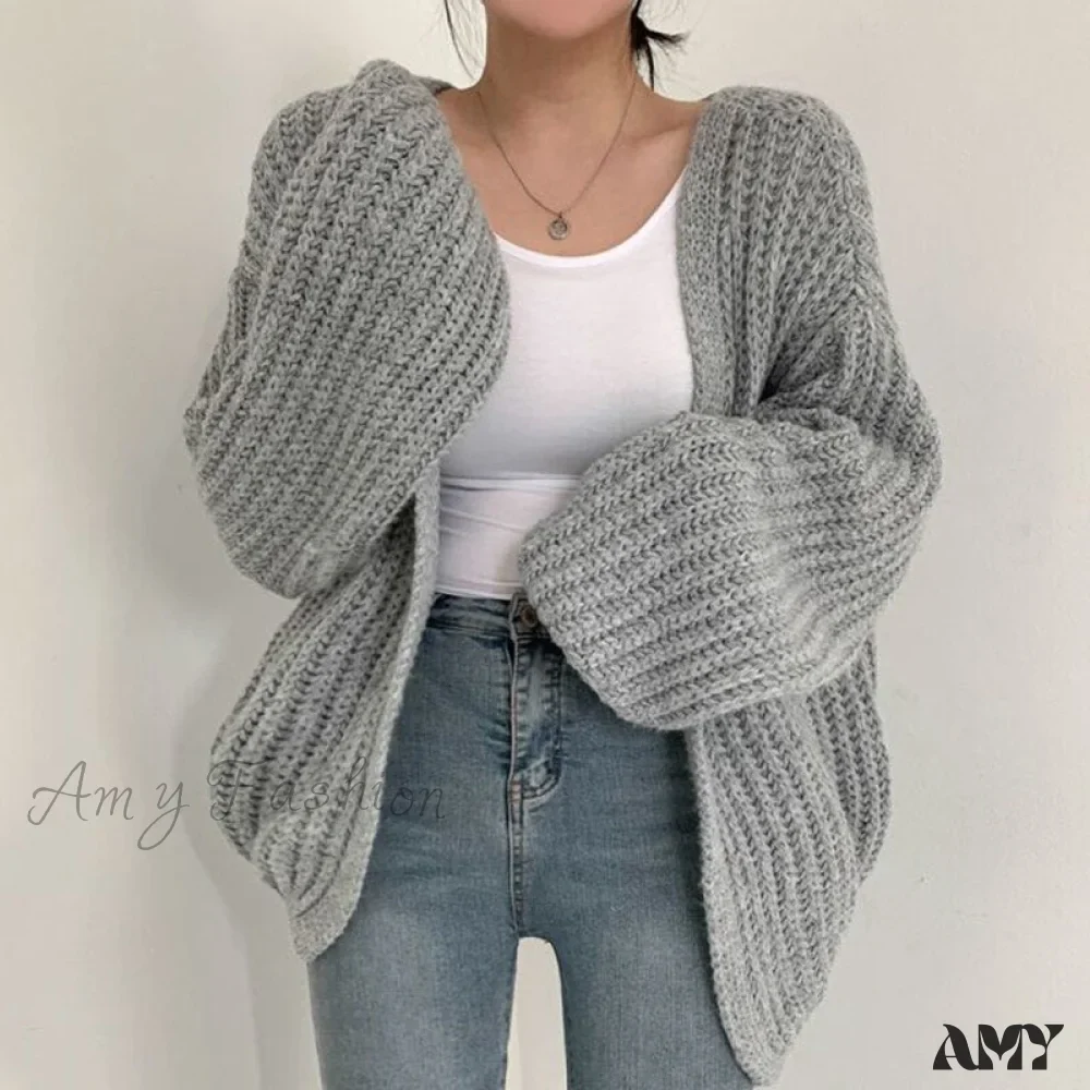 Amy Fashion - Korean Chic Autumn Lazy Style Cardigan - Image 9