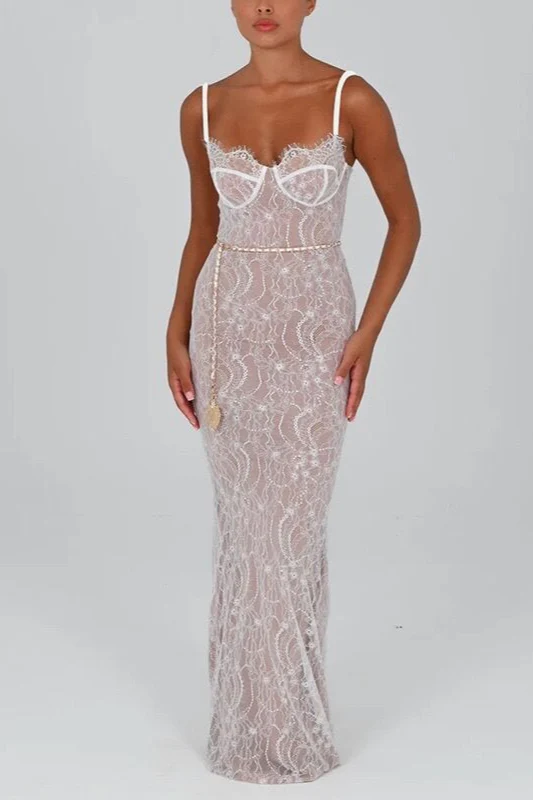 Lace Cami Ruched Maxi Party Dress - Image 7