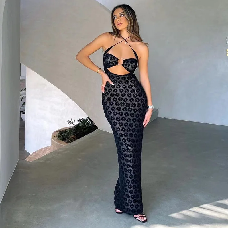 Lace Cross Halter Neck She Bodycon Dress - Image 2