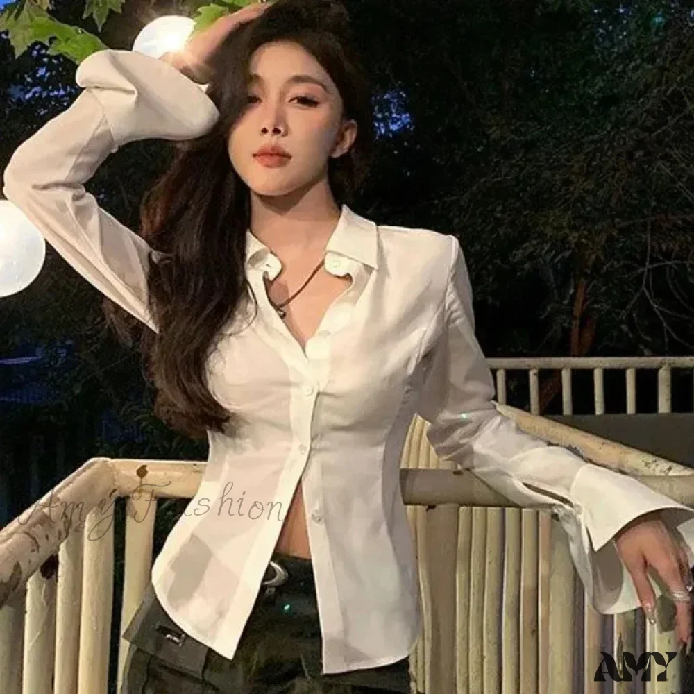 Lace Hotsweet Flare Solid Streetwear Wild Tops Blouse - Image 2