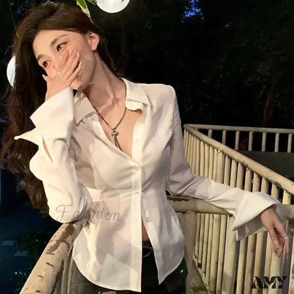Lace Hotsweet Flare Solid Streetwear Wild Tops Blouse - Image 6