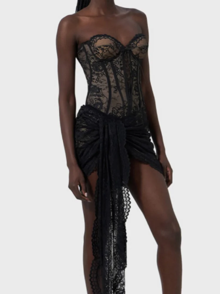 Lace-Up Corset Strapless Mini Dress - Image 3