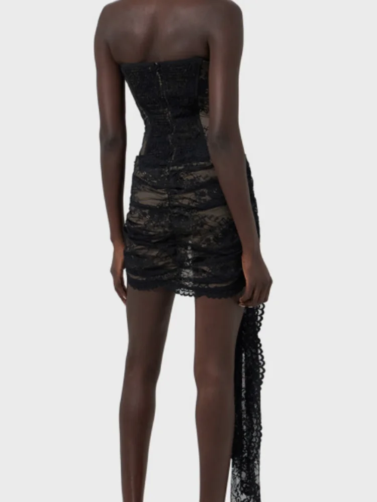 Lace-Up Corset Strapless Mini Dress - Image 4