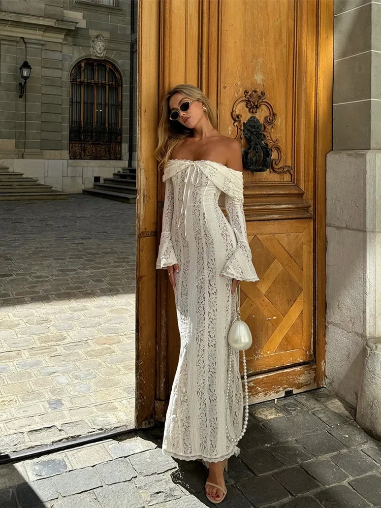 Lace Up Flared Sleeve Maxi Dress - Image 4