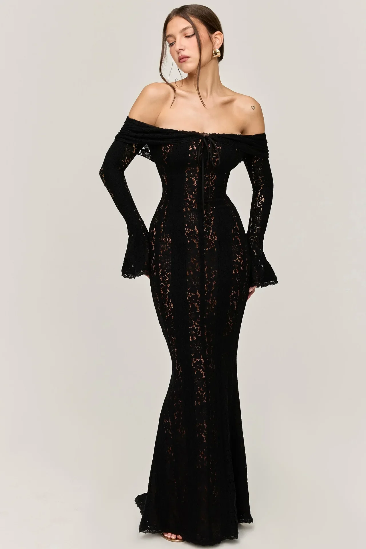 Lace Up Flared Sleeve Maxi Dress - Image 7