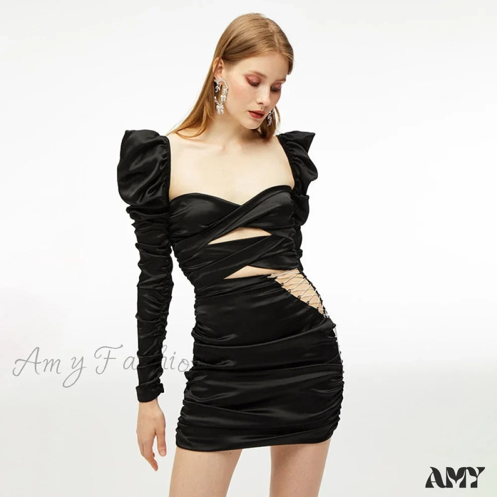 Amy Fashion - Lace Up Hollow Out Sexy Bodycon Club Party Dresses - Image 10