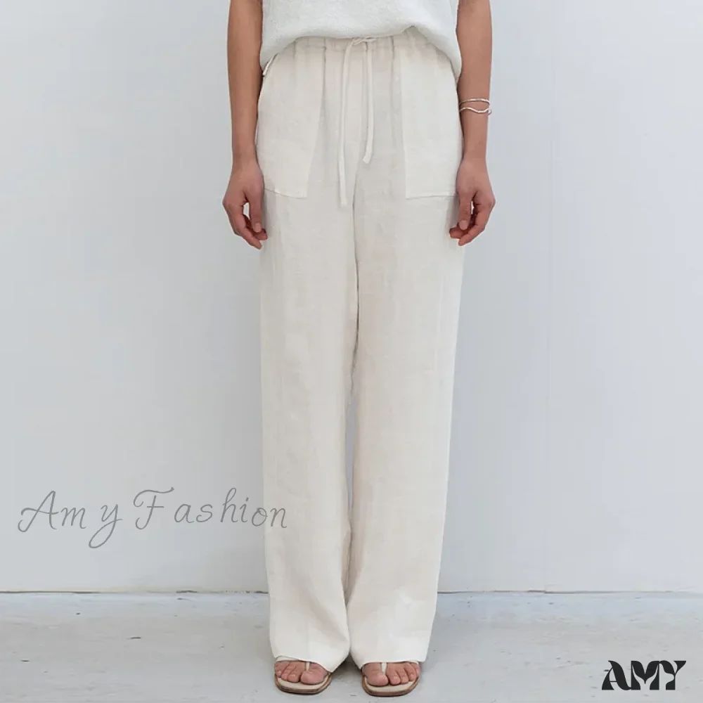 Lace-up Loose Elastic Casual Solid Streetwear Pants - Image 2