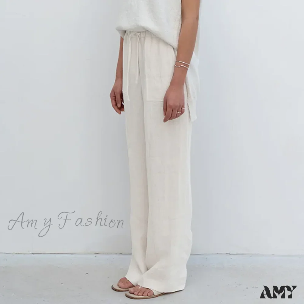 Lace-up Loose Elastic Casual Solid Streetwear Pants - Image 3