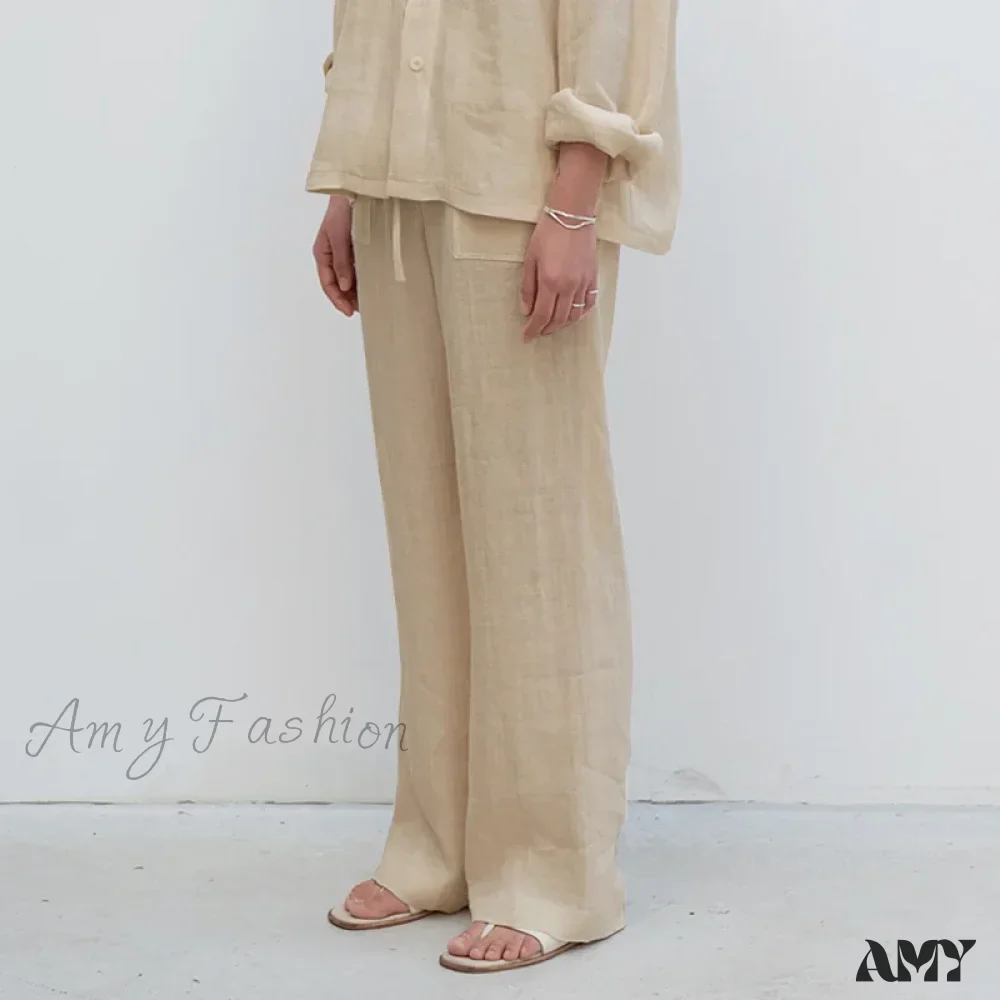 Lace-up Loose Elastic Casual Solid Streetwear Pants - Image 4