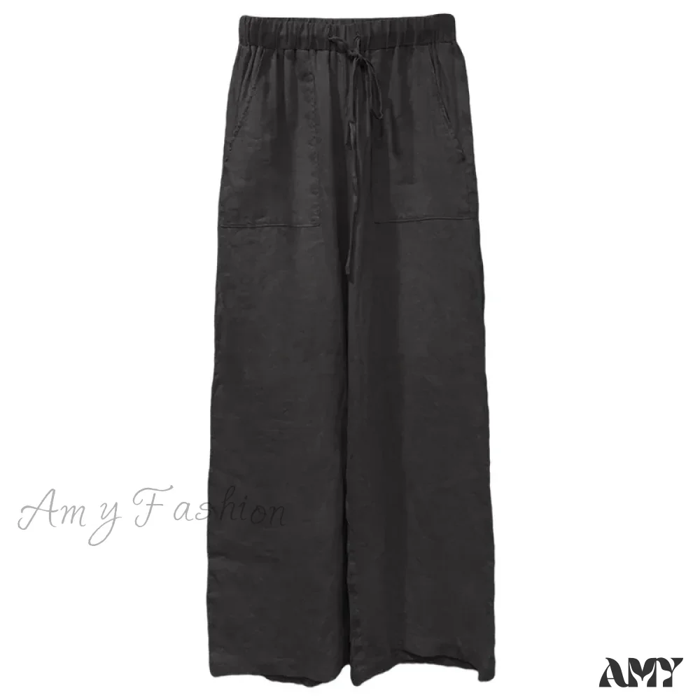 Lace-up Loose Elastic Casual Solid Streetwear Pants - Image 5