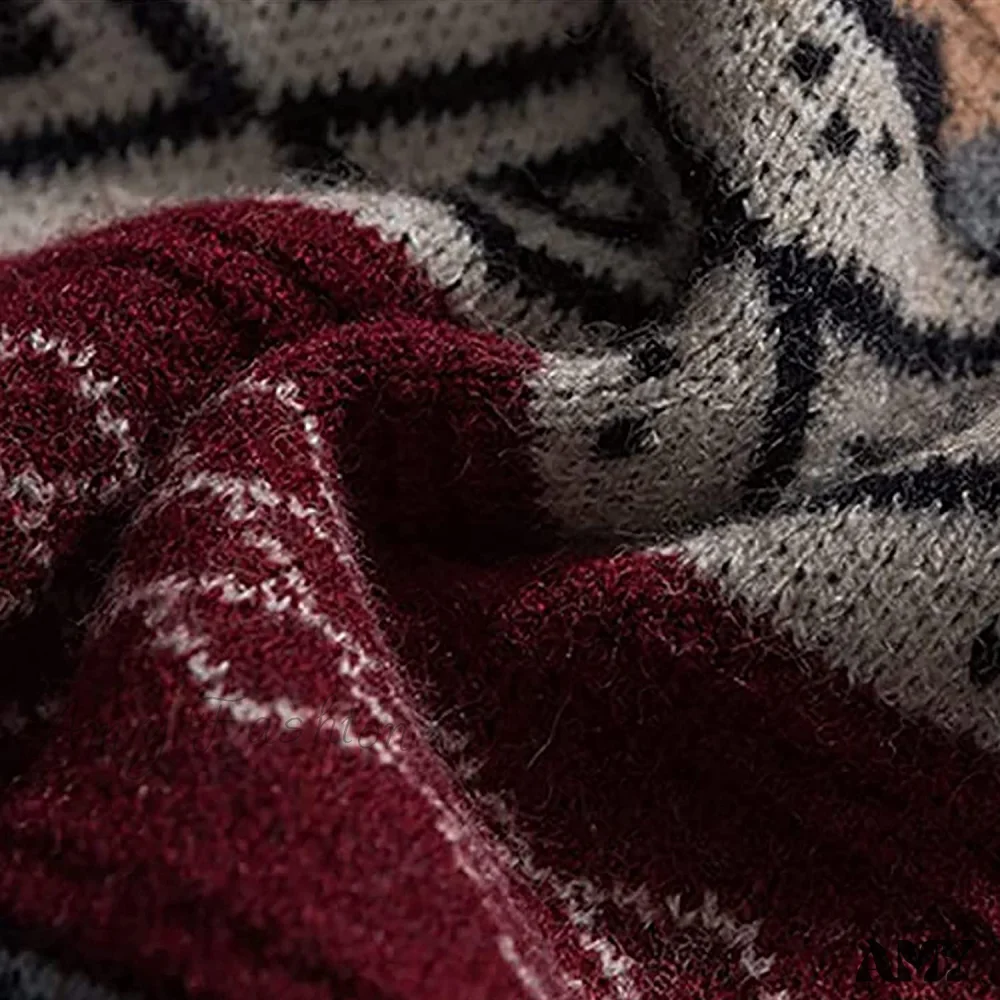 Amy Fashion - Ladies Autumn/Winter Retro Striped Sweater - Image 3