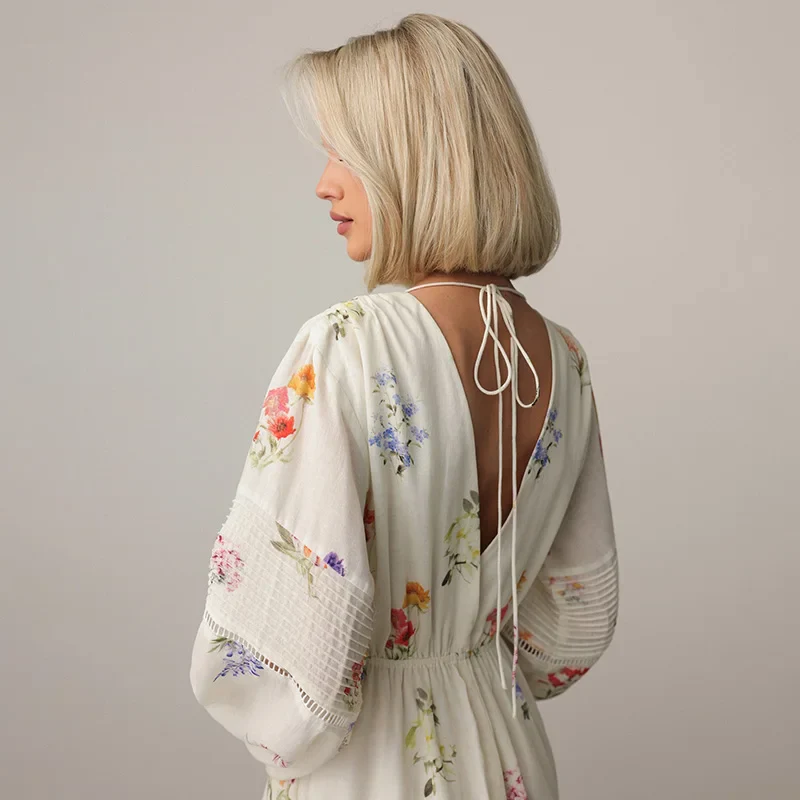 Lantern Sleeve Maxi Floral Dress - Image 5