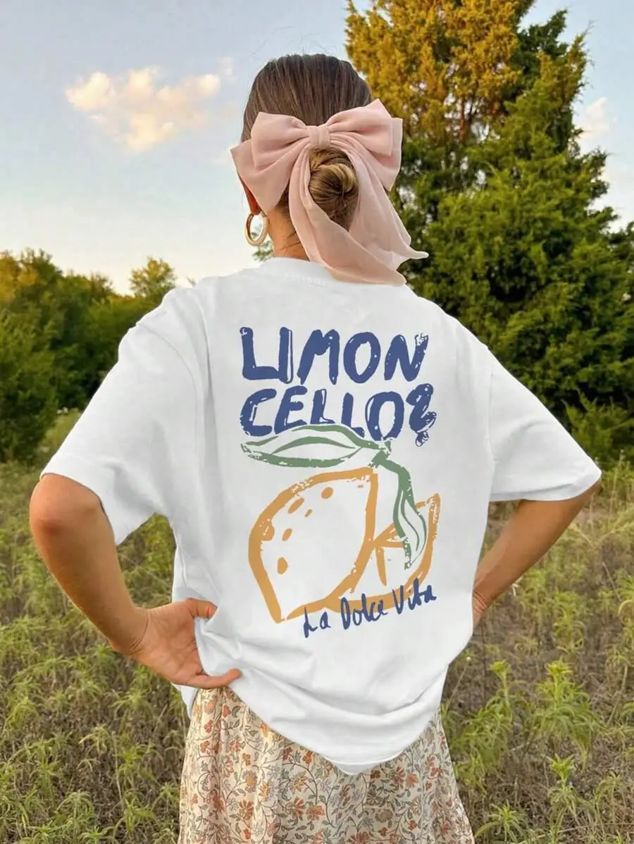 Lemon Graphic Loose Cotton T-shirt
