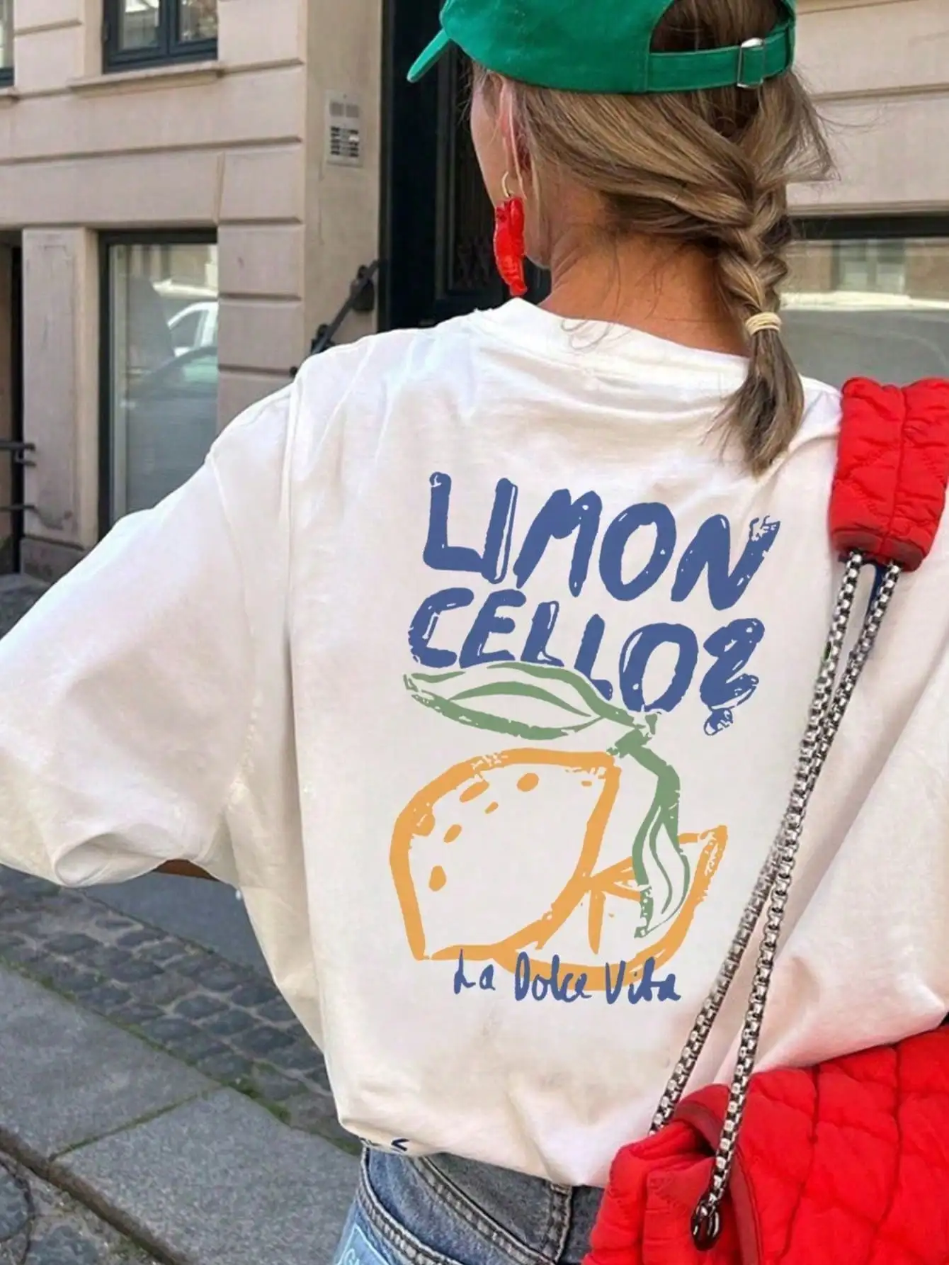 Lemon Graphic Loose Cotton T-shirt - Image 3