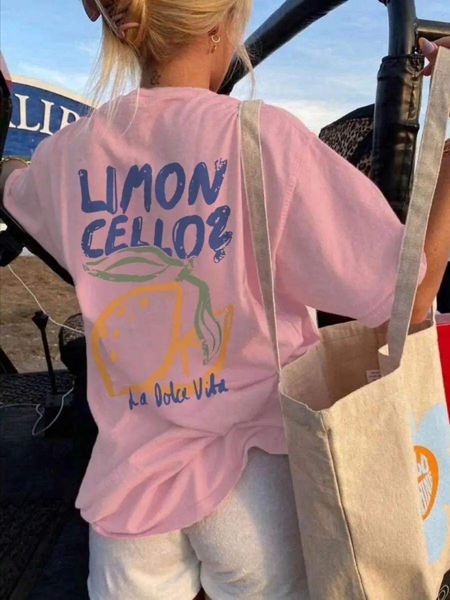Lemon Graphic Loose Cotton T-shirt - Image 5