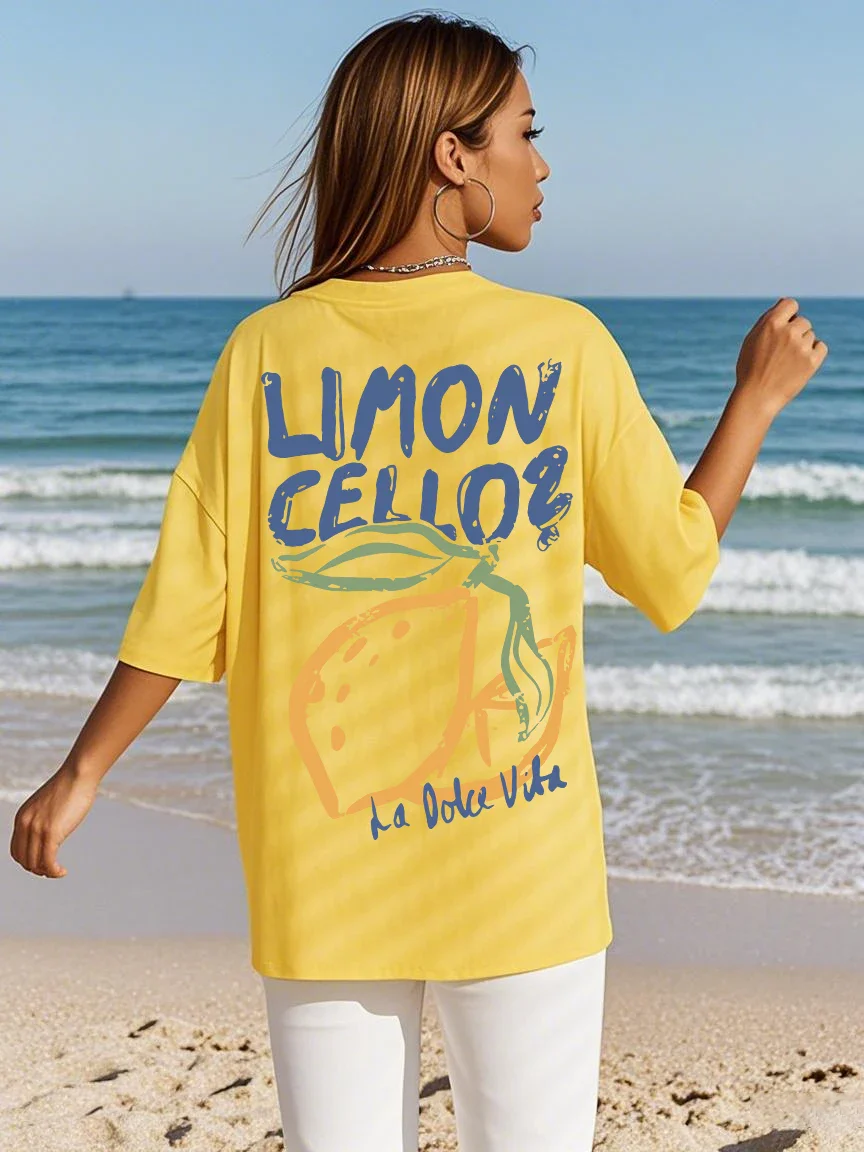 Lemon Graphic Loose Cotton T-shirt - Image 6