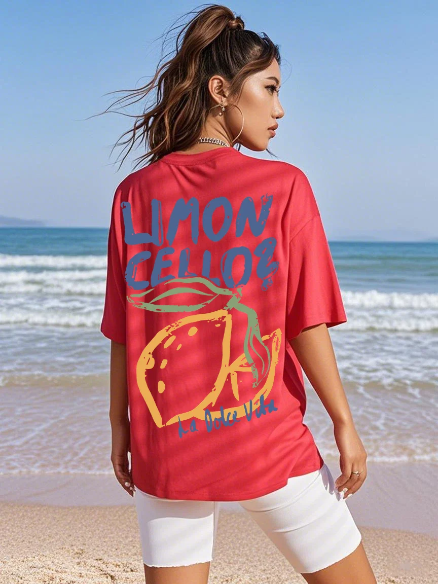 Lemon Graphic Loose Cotton T-shirt - Image 7