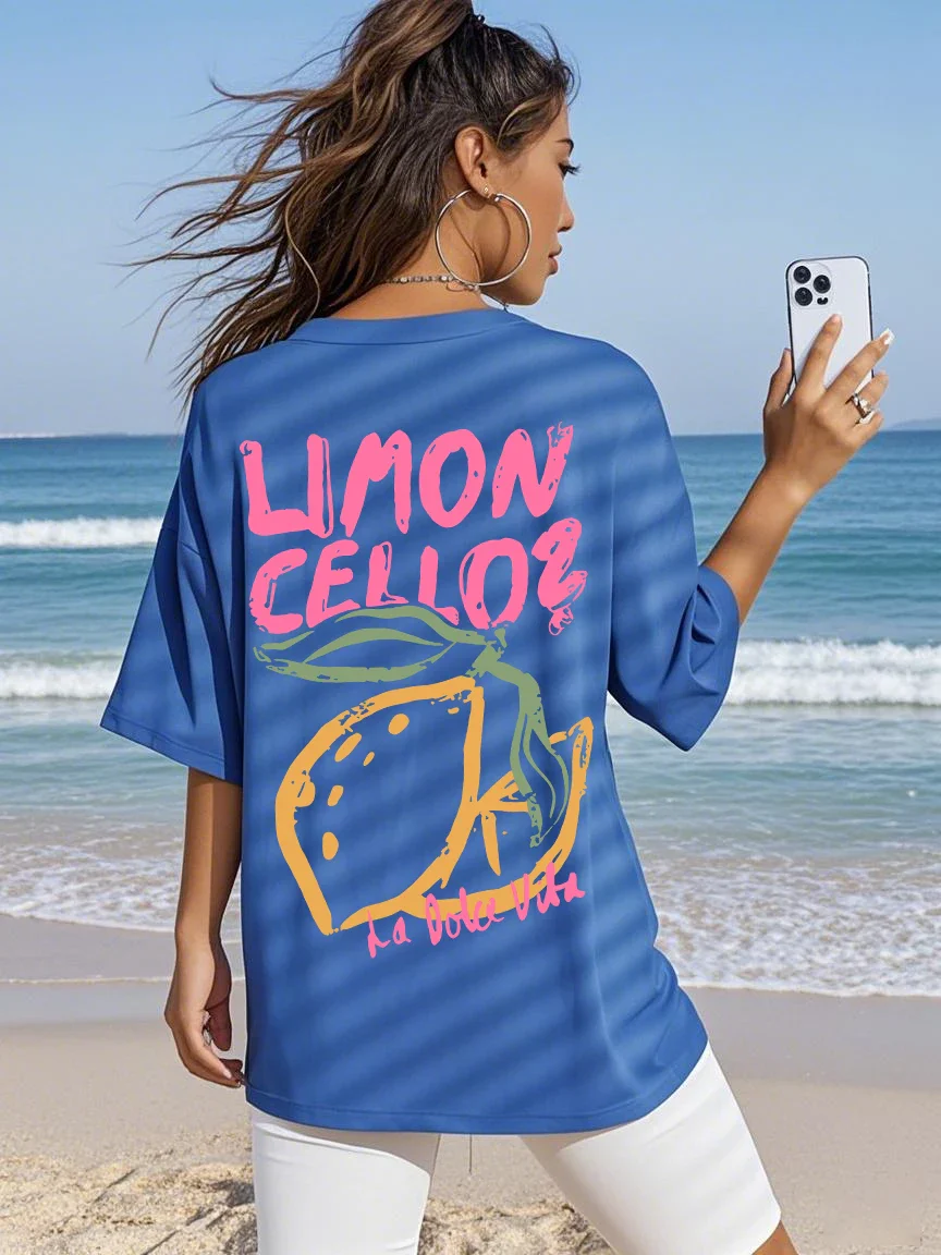 Lemon Graphic Loose Cotton T-shirt - Image 8