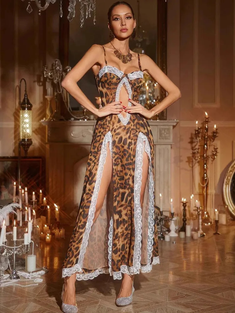 Leopard Print Hollow Out Off-shoulder Vacation Dress - Image 4